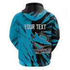 Personalized Cronulla Sharks Hoodie Dynamic Lightning Mascot Rugby Australia