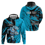 Personalized Cronulla Sharks Hoodie Dynamic Lightning Mascot Rugby Australia
