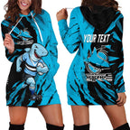 Personalized Cronulla Sharks Hoodie Dress Dynamic Lightning Mascot Rugby Australia