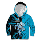 Personalized Cronulla Sharks Kid Hoodie Dynamic Lightning Mascot Rugby Australia