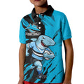 Personalized Cronulla Sharks Kid Polo Shirt Dynamic Lightning Mascot Rugby Australia