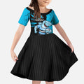 Personalized Cronulla Sharks Kid Short Sleeve Dress Dynamic Lightning Mascot Rugby Australia