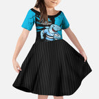 Personalized Cronulla Sharks Kid Short Sleeve Dress Dynamic Lightning Mascot Rugby Australia