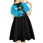 Personalized Cronulla Sharks Kid Short Sleeve Dress Dynamic Lightning Mascot Rugby Australia