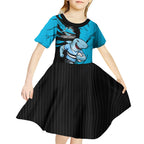 Personalized Cronulla Sharks Kid Short Sleeve Dress Dynamic Lightning Mascot Rugby Australia