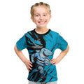 Personalized Cronulla Sharks Kid T Shirt Dynamic Lightning Mascot Rugby Australia