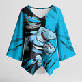 Personalized Cronulla Sharks Kimono Sleeve Blouse Dynamic Lightning Mascot Rugby Australia