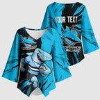 Personalized Cronulla Sharks Kimono Sleeve Blouse Dynamic Lightning Mascot Rugby Australia