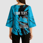 Personalized Cronulla Sharks Kimono Sleeve Blouse Dynamic Lightning Mascot Rugby Australia