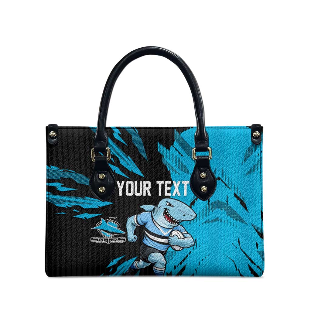 Personalized Cronulla Sharks Leather Bag Dynamic Lightning Mascot Rugby Australia