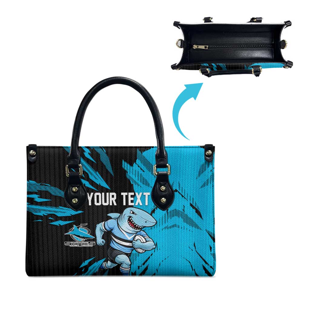 Personalized Cronulla Sharks Leather Bag Dynamic Lightning Mascot Rugby Australia