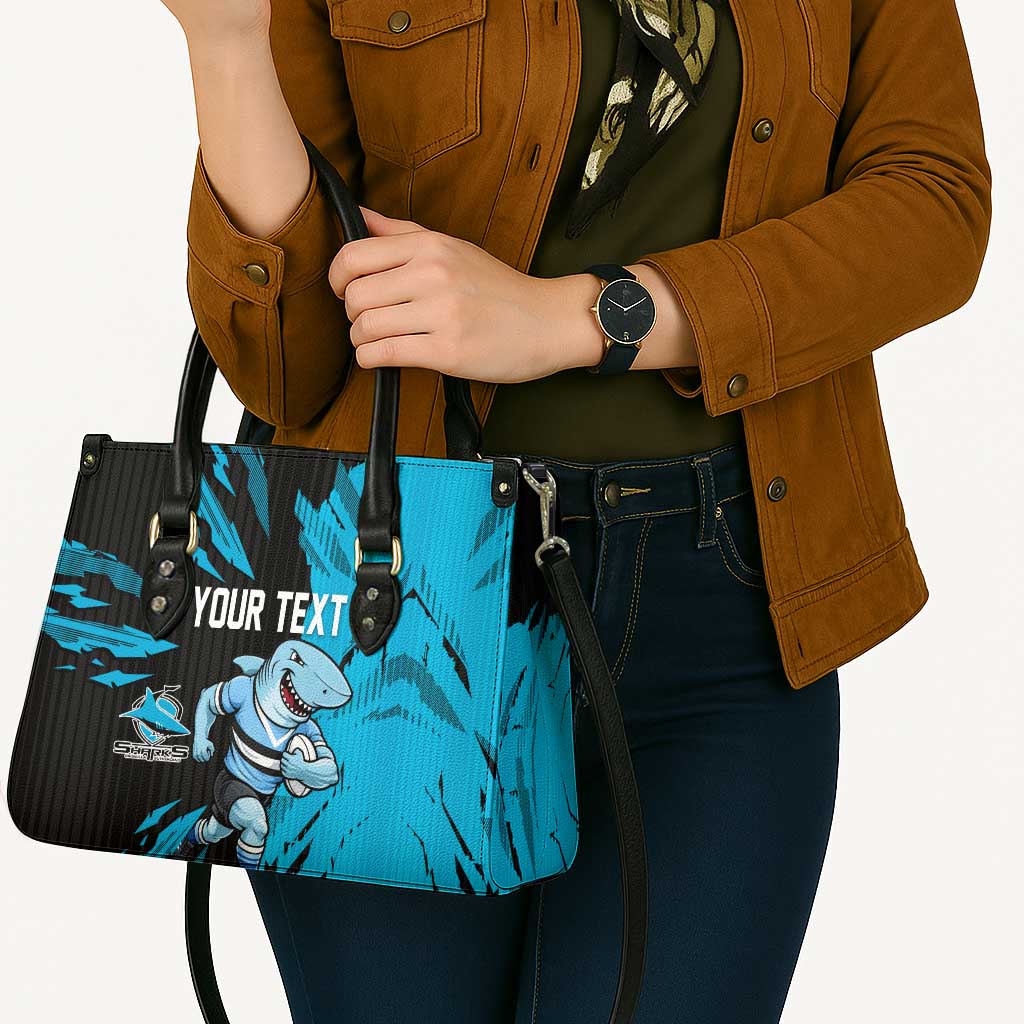 Personalized Cronulla Sharks Leather Bag Dynamic Lightning Mascot Rugby Australia