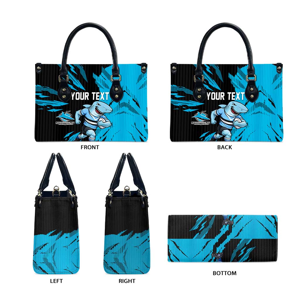 Personalized Cronulla Sharks Leather Bag Dynamic Lightning Mascot Rugby Australia