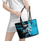 Personalized Cronulla Sharks Leather Tote Bag Dynamic Lightning Mascot Rugby Australia