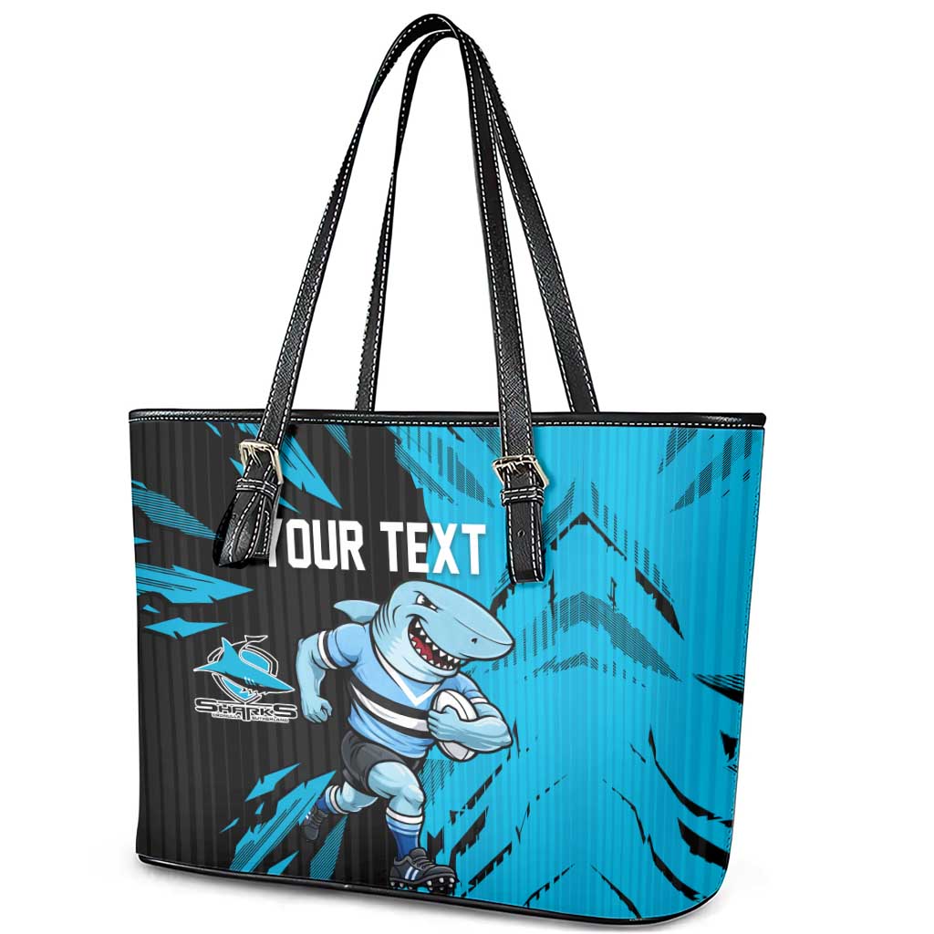 Personalized Cronulla Sharks Leather Tote Bag Dynamic Lightning Mascot Rugby Australia