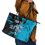 Personalized Cronulla Sharks Leather Tote Bag Dynamic Lightning Mascot Rugby Australia