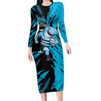 Personalized Cronulla Sharks Long Sleeve Bodycon Dress Dynamic Lightning Mascot Rugby Australia