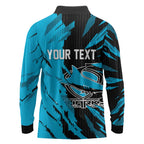 Personalized Cronulla Sharks Long Sleeve Polo Shirt Dynamic Lightning Mascot Rugby Australia