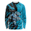 Personalized Cronulla Sharks Long Sleeve Shirt Dynamic Lightning Mascot Rugby Australia