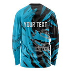 Personalized Cronulla Sharks Long Sleeve Shirt Dynamic Lightning Mascot Rugby Australia