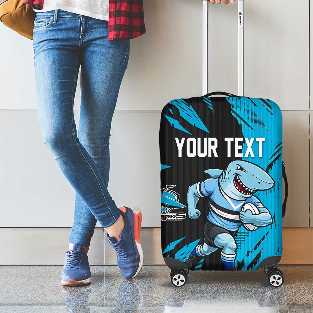 Personalized Cronulla Sharks Luggage Cover Dynamic Lightning Mascot Rugby Australia