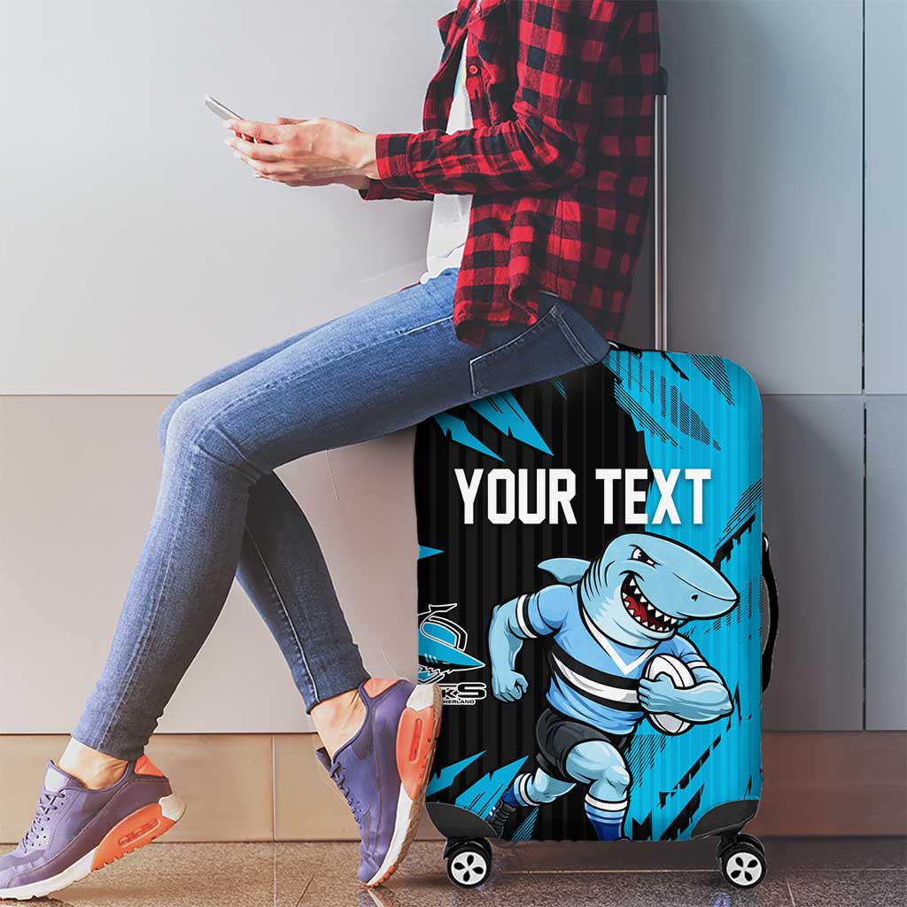 Personalized Cronulla Sharks Luggage Cover Dynamic Lightning Mascot Rugby Australia