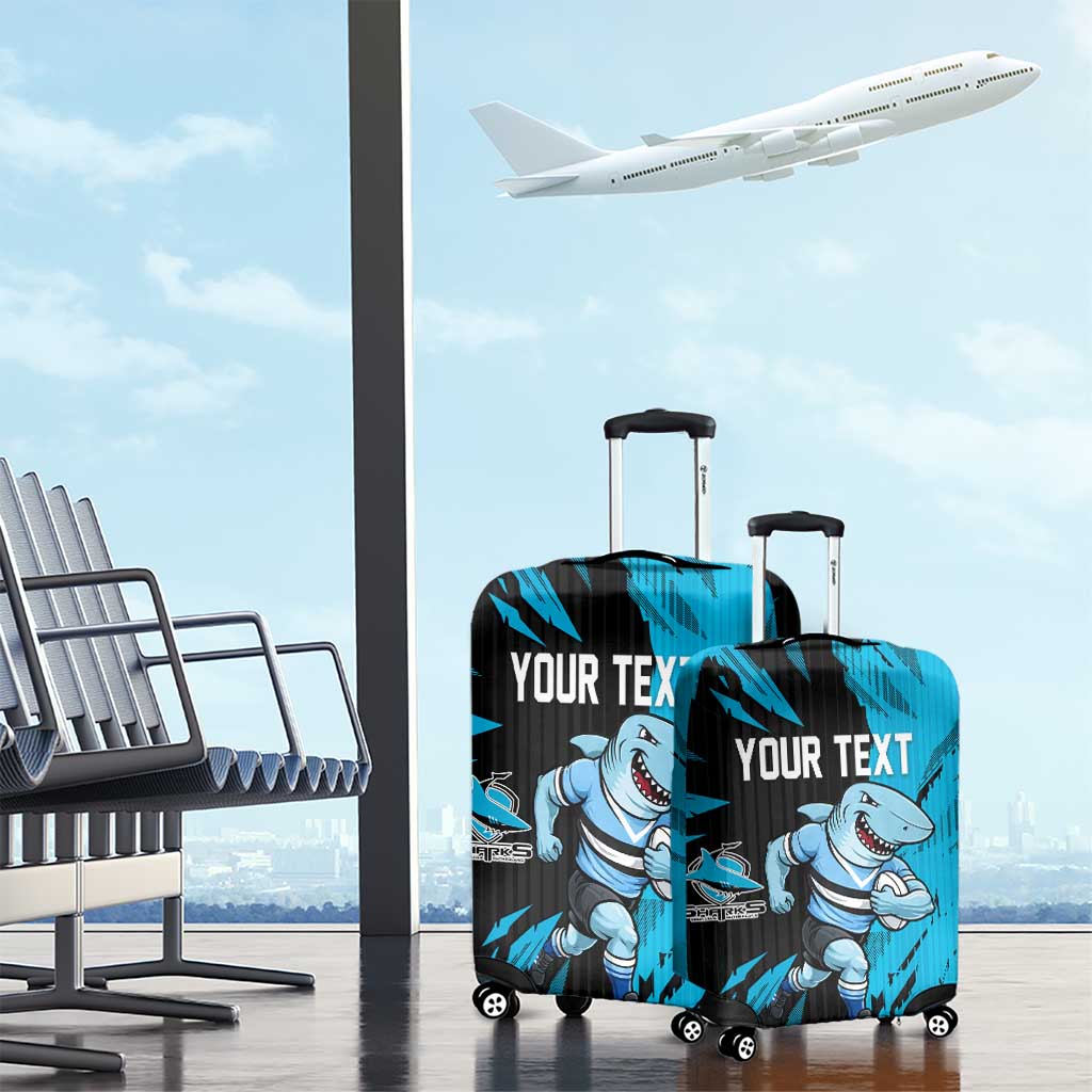 Personalized Cronulla Sharks Luggage Cover Dynamic Lightning Mascot Rugby Australia