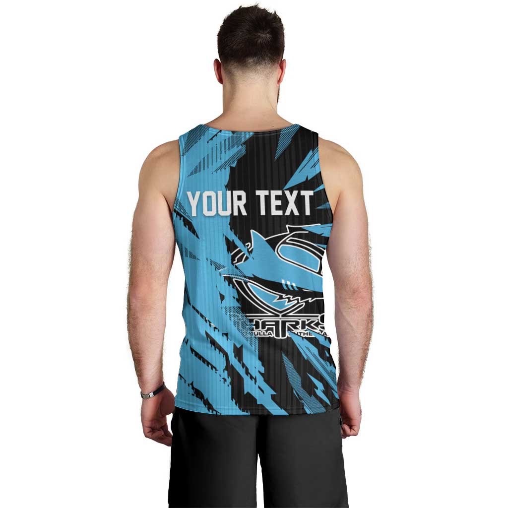 Personalized Cronulla Sharks Men Tank Top Dynamic Lightning Mascot Rugby Australia