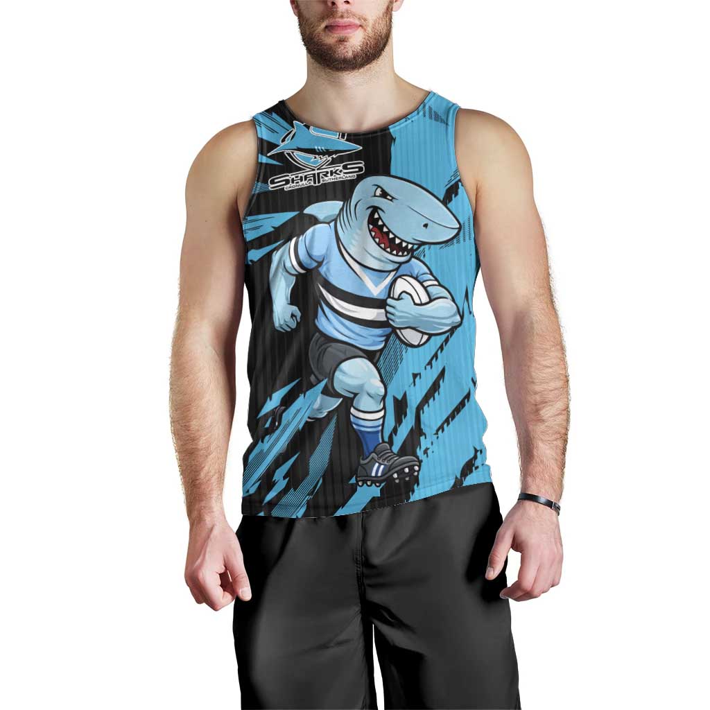 Personalized Cronulla Sharks Men Tank Top Dynamic Lightning Mascot Rugby Australia
