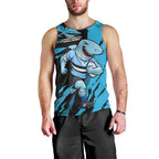 Personalized Cronulla Sharks Men Tank Top Dynamic Lightning Mascot Rugby Australia