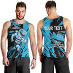 Personalized Cronulla Sharks Men Tank Top Dynamic Lightning Mascot Rugby Australia