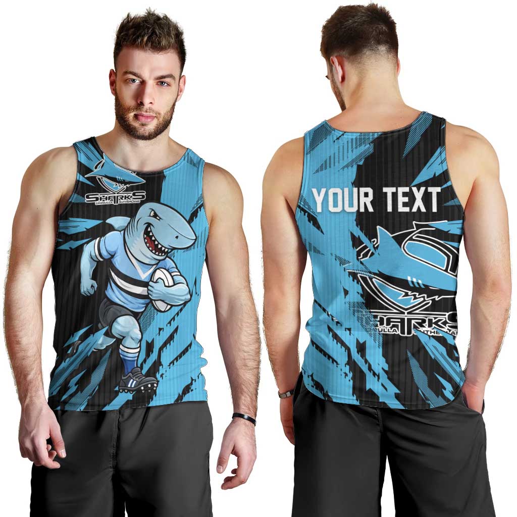 Personalized Cronulla Sharks Men Tank Top Dynamic Lightning Mascot Rugby Australia
