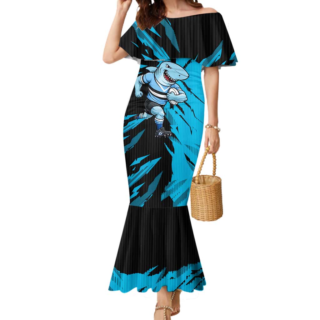 Personalized Cronulla Sharks Mermaid Dress Dynamic Lightning Mascot Rugby Australia