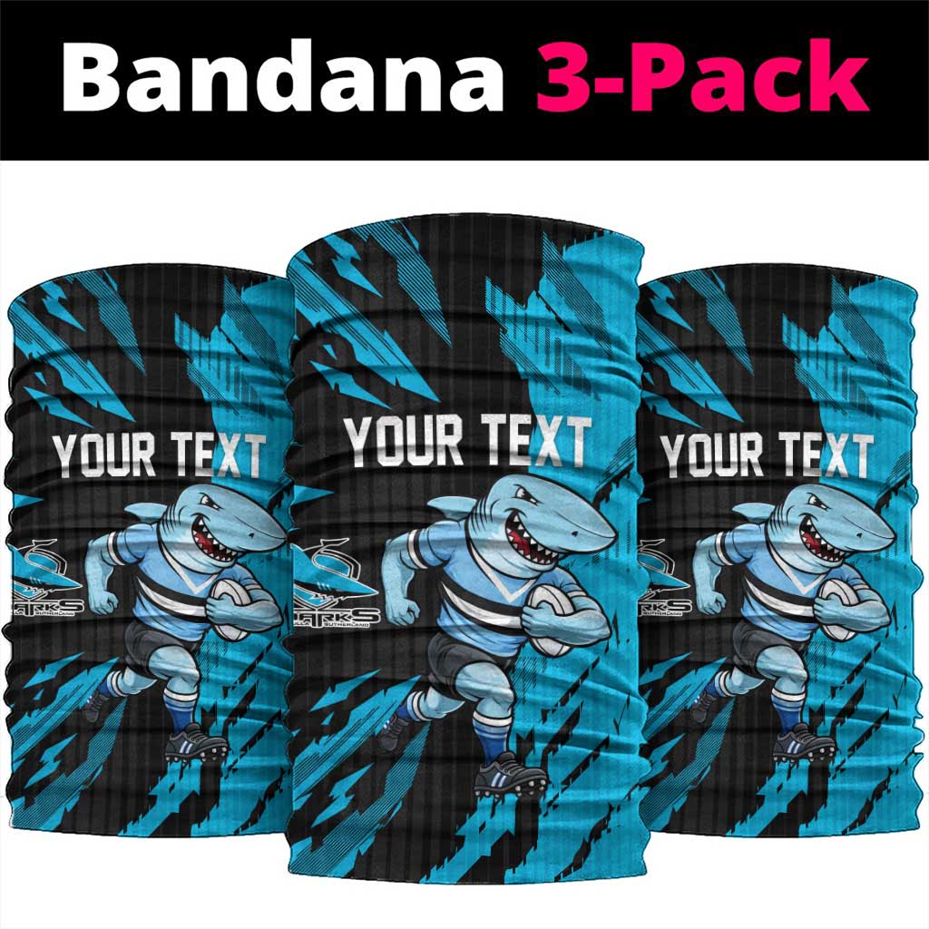 Personalized Cronulla Sharks Neck Gaiter Dynamic Lightning Mascot Rugby Australia