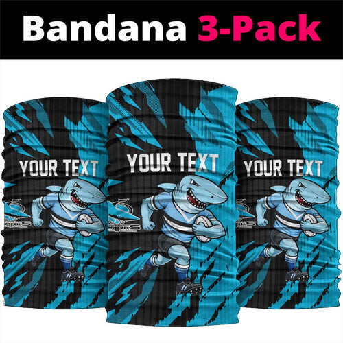 Personalized Cronulla Sharks Neck Gaiter Dynamic Lightning Mascot Rugby Australia