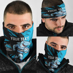 Personalized Cronulla Sharks Neck Gaiter Dynamic Lightning Mascot Rugby Australia