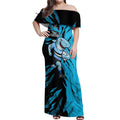 Personalized Cronulla Sharks Off Shoulder Maxi Dress Dynamic Lightning Mascot Rugby Australia