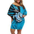 Personalized Cronulla Sharks Off Shoulder Short Dress Dynamic Lightning Mascot Rugby Australia