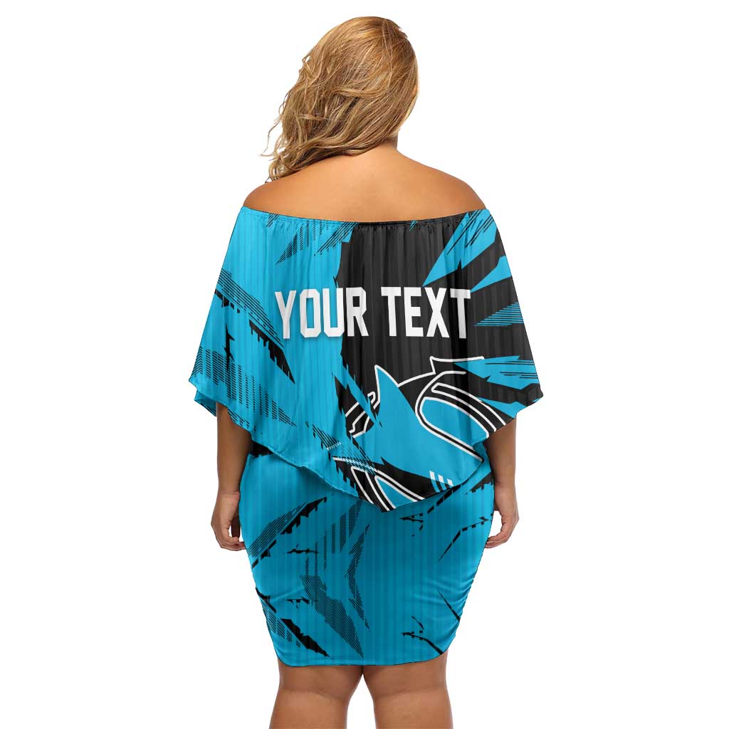 Personalized Cronulla Sharks Off Shoulder Short Dress Dynamic Lightning Mascot Rugby Australia