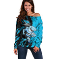 Personalized Cronulla Sharks Off Shoulder Sweater Dynamic Lightning Mascot Rugby Australia