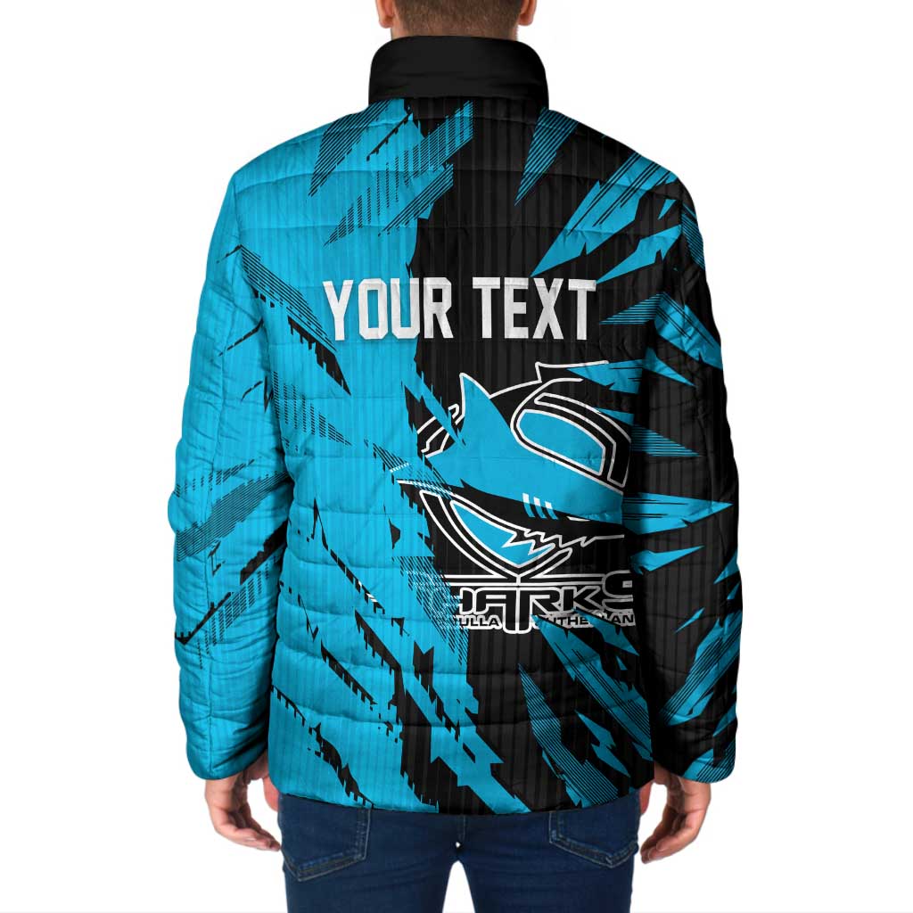 Personalized Cronulla Sharks Padded Jacket Dynamic Lightning Mascot Rugby Australia