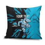 Personalized Cronulla Sharks Pillow Cover Dynamic Lightning Mascot Rugby Australia