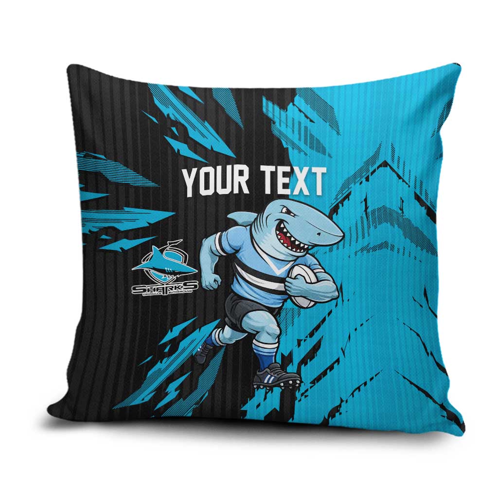 Personalized Cronulla Sharks Pillow Cover Dynamic Lightning Mascot Rugby Australia