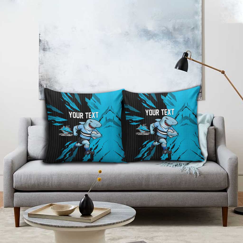 Personalized Cronulla Sharks Pillow Cover Dynamic Lightning Mascot Rugby Australia