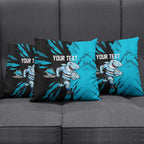 Personalized Cronulla Sharks Pillow Cover Dynamic Lightning Mascot Rugby Australia