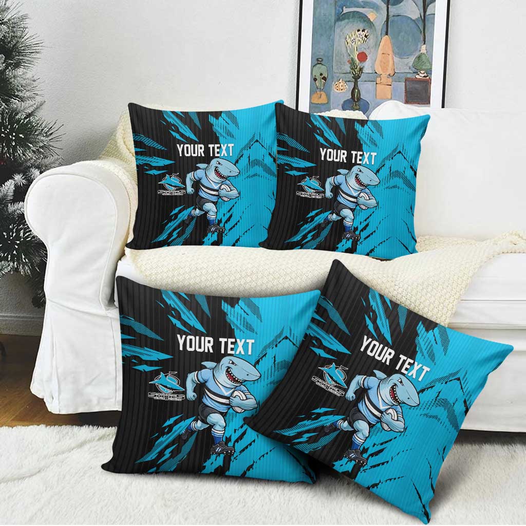 Personalized Cronulla Sharks Pillow Cover Dynamic Lightning Mascot Rugby Australia