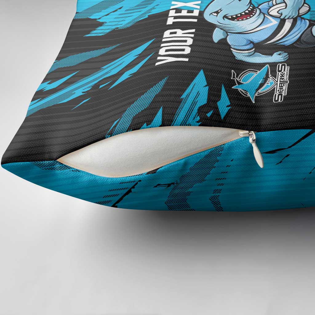 Personalized Cronulla Sharks Pillow Cover Dynamic Lightning Mascot Rugby Australia