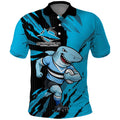 Personalized Cronulla Sharks Polo Shirt Dynamic Lightning Mascot Rugby Australia