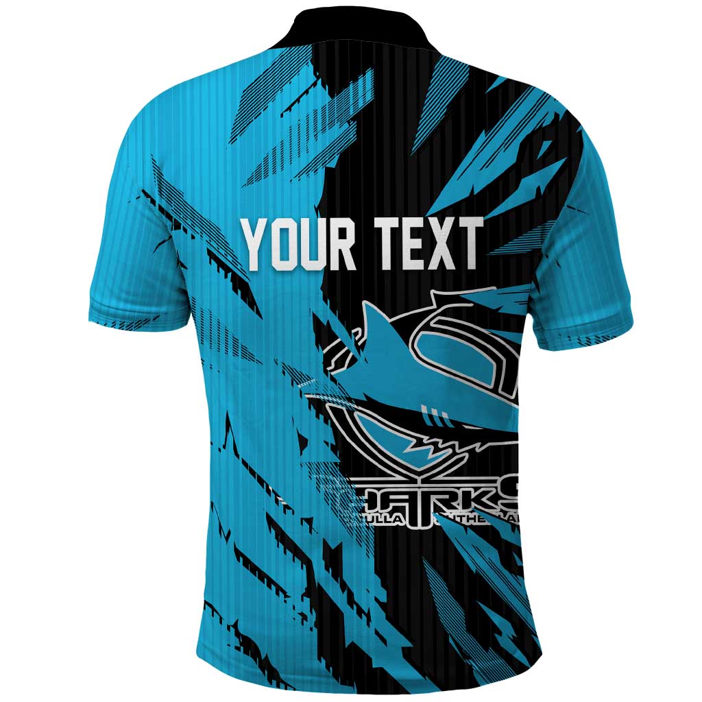 Personalized Cronulla Sharks Polo Shirt Dynamic Lightning Mascot Rugby Australia