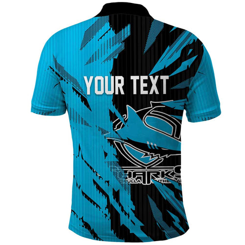 Personalized Cronulla Sharks Polo Shirt Dynamic Lightning Mascot Rugby Australia